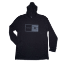👕 Remera negra de manga larga con capucha para hombre de Hurley. Logo icónico de Hurley en bloque rectangular en el pecho. Fabricada en algodón suave.