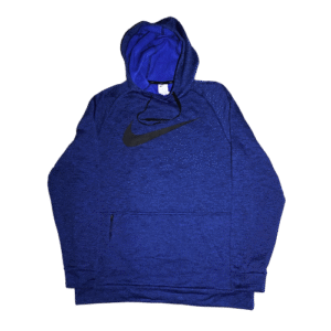 🔥 Buzo deportivo Nike Therma-FIT para hombre en tono azul jaspeado. Diseño con capucha ajustable, logo Swoosh negro en el pecho y bolsillo canguro frontal. Textura suave y tecnología térmica. Exclusivo de TopStore.