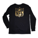 👕 Remera negra de manga larga para hombre de la NFL. Logo de la NFL en color dorado pequeño en el pecho y grande en la espalda. Fabricada en algodón.