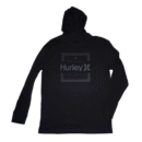 👕 Remera negra de manga larga con capucha para hombre de Hurley. Logo frontal enmarcado "Hurley Surf Company". Fabricada en algodón suave