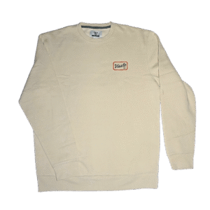 🍦👕 Exclusivo TopStore: Buzo Vissla cream marfil súper suave con doble estampa negra en recuadro naranja (chica delante, grande detrás). Cuello redondo, alta calidad. ¡Estilo Vissla único y confortable! #Vissla #BuzoCream #TopStore #DobleEstampa