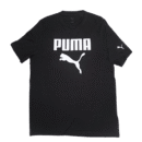 👕 Remera negra de manga corta para hombre marca Puma. Logo grande de Puma en color blanco en el pecho y logo pequeño bordado en la manga izquierda. Fabricada en algodón