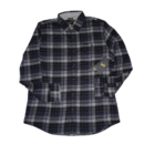 Camisa de hombre Lee Regular Fit de manga larga con patrón de cuadros en tonos azul, gris y negro. Etiqueta de la marca Lee en el bolsillo del pecho. Tejido grueso con apariencia de franela o lana