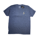 👕 Remera azul navy jaspeado de corte estándar para hombre marca Volcom "Euro Corpo SST". Logo Stone blanco y negro en el pecho y logo grande con nombre Volcom en la espalda