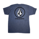 👕 Remera azul navy jaspeado de corte estándar para hombre marca Volcom "Euro Corpo SST". Logo Stone blanco y negro en el pecho y logo grande con nombre Volcom en la espalda