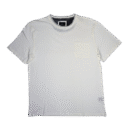 👕 Remera de manga corta para hombre marca MBX Casual Knits Premium Goods color crudo marfil con textura de tejido. Cuello redondo con detalle de una fina línea gris y bolsillo de parche en el lado izquierdo del pecho